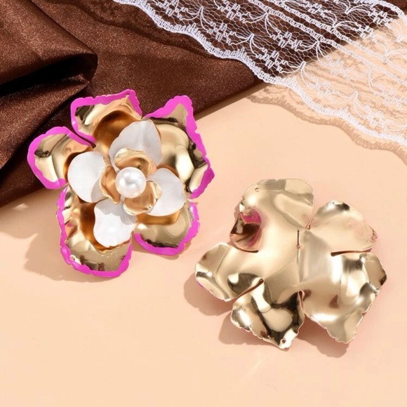 🟡Faux Pearl Flower Choker & Stud Earrings Set - Picture 8 of 11